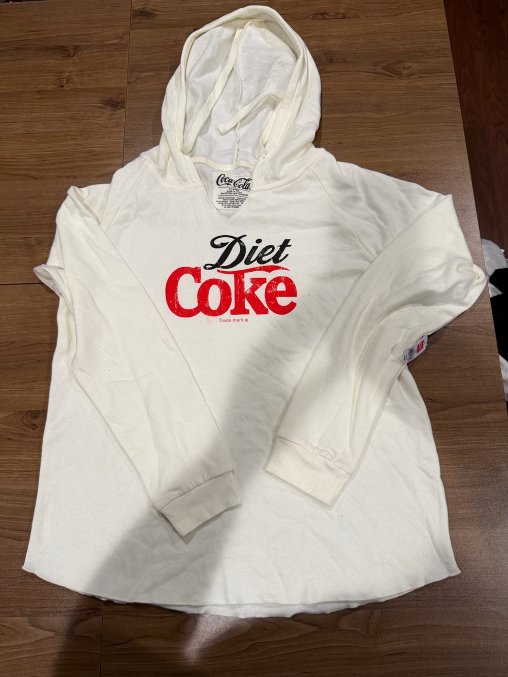 NWT Diet Coca Cola Cream Hoodie with Black Logo XL
